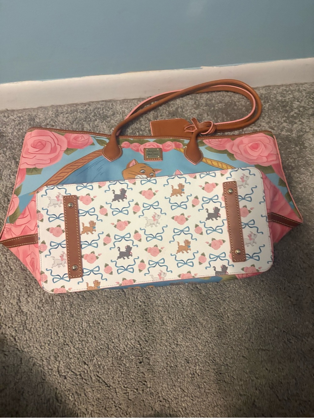 Dooney & Bourke Blue Tote with Pink Rose Aristocats Print - Picture 5 of 5